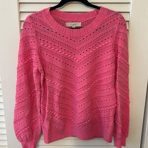 LOFT pink pom sweater